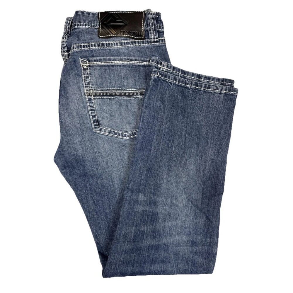 ROCK & ROLL COWBOY Revolver Straight Men’s Jeans 36x31 Blue Slim Straight‎